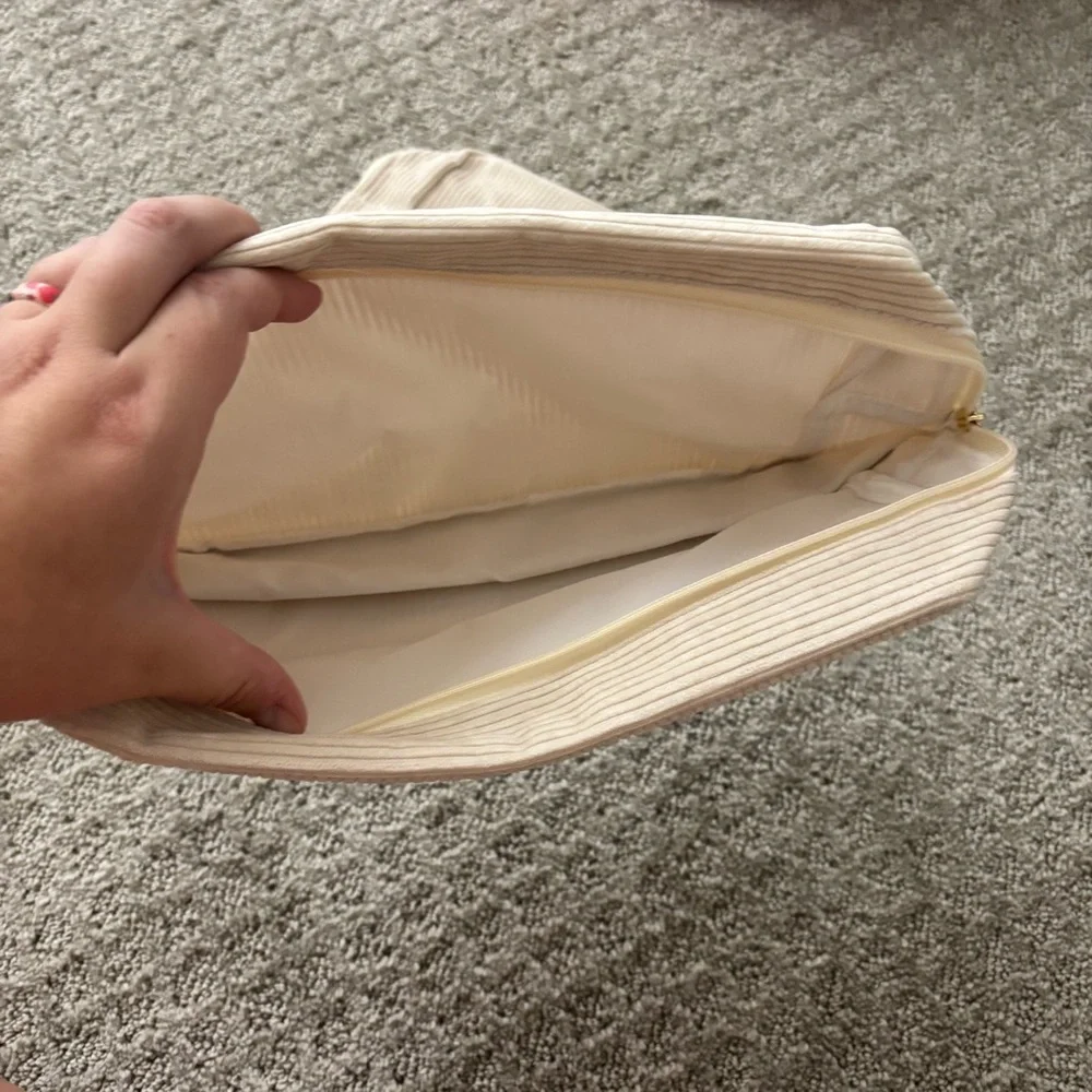 Set of Three Beige Makeup Double Zip Pouches